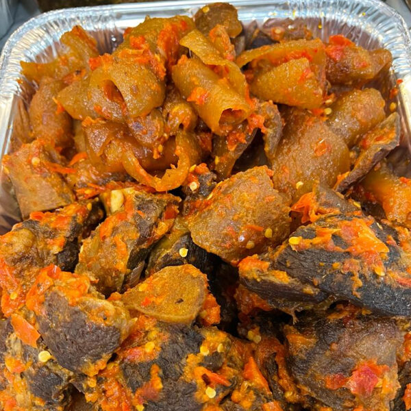 Peppered beef/ponmo ijebu