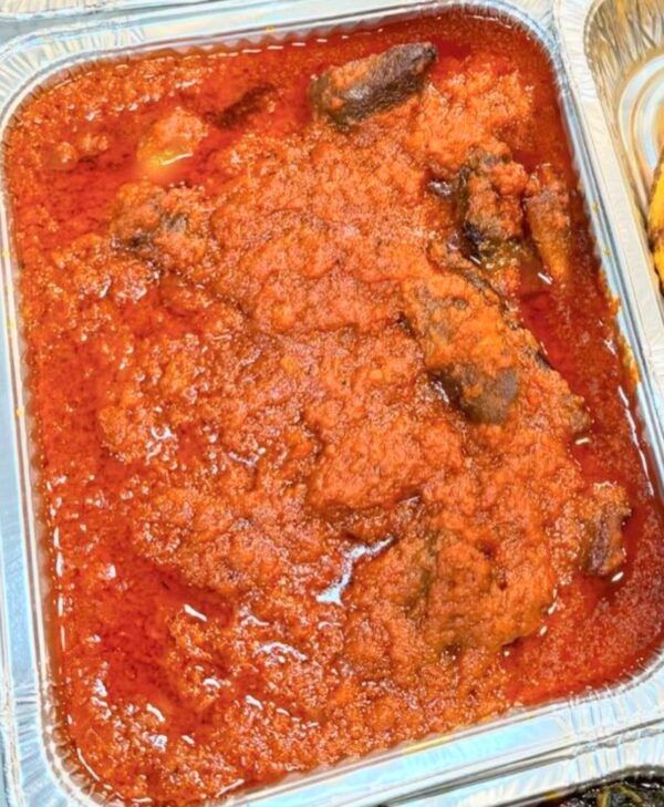 Fried beef/hake fish stew