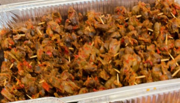 peppered gizzard in skewer