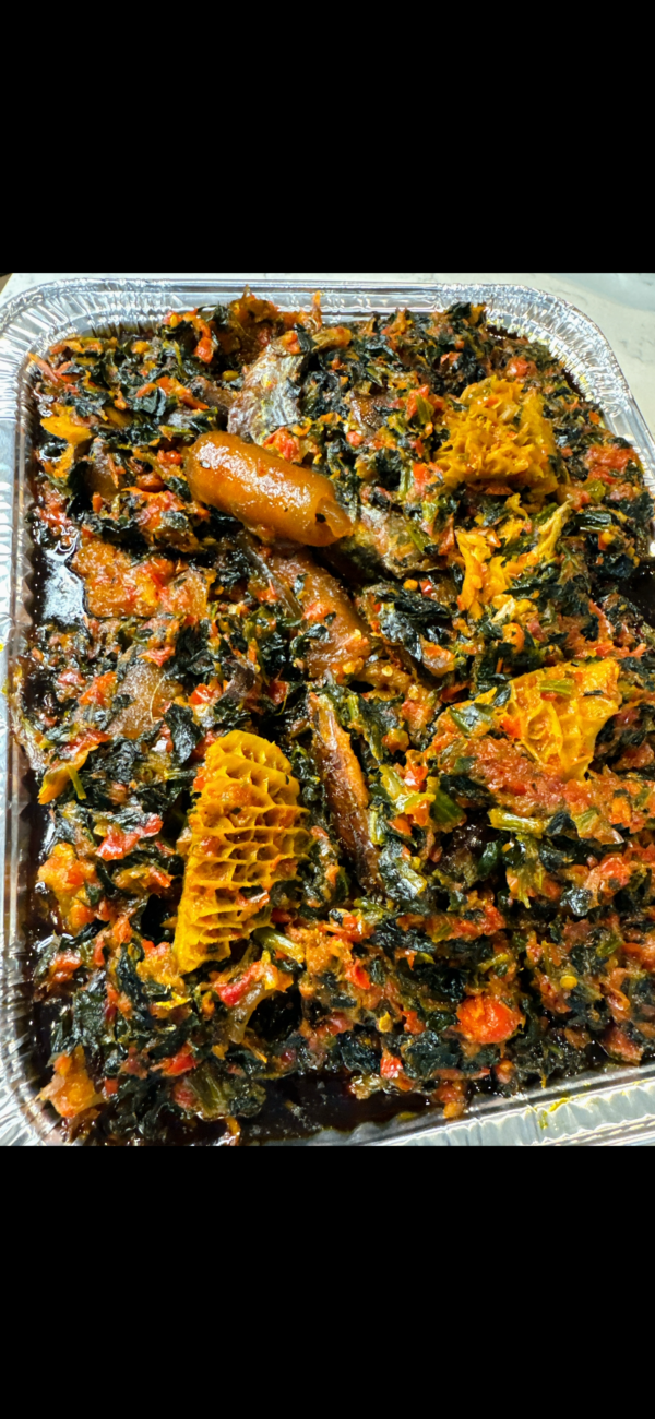 Efo riro with panla/ponmo ijebu/saki