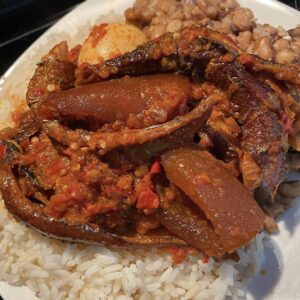 Ata dindin with panla kika/ ponmo ijebu/egg