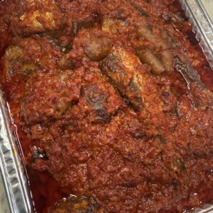 Ponmo and hake fish sauce