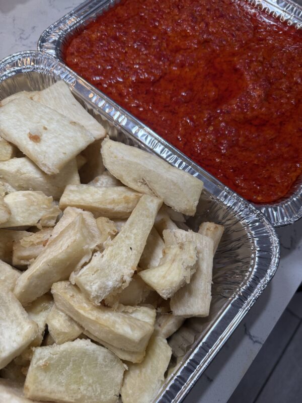 Fried yam and sauce