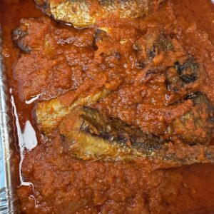 Hake fish and ponmo stew